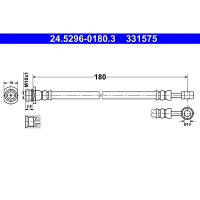 Bilde av ATE 24.5296 0180.3 Bremseslange 180 M10x1 SUZUKI: SX4 I Hatchback