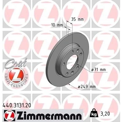 Bilde av ZIMMERMANN COAT Z 440.3131.20 Bremseskiver 249 10 7/5 5 108 fullt ut belagt PEUGEOT: 308 SW 2, II Hatchback