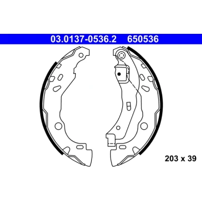 Bilde av ATE 03.0137 0536.2 Bremsesko 203 39 med vippearm NISSAN: MICRA 4, DACIA: Sandero I, RENAULT: CLIO 2
