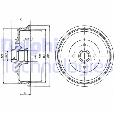 Bilde av DELPHI BF430 Bremsetrommel uten ABS sensorring, hjullager 275