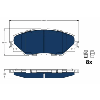 Bilde av TRW GDB3424BTE Bremseklosser ikke klargjort for slitasjeindikator TOYOTA: Auris Hatchback, RAV4 IV SUV, Stasjonsvogn
