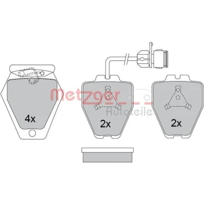 Bilde av METZGER 1170280 Bremseklosser framaksel med integrert slitasjesensor antihyle blikk AUDI: A6 C4 Avant, A8 D2, 100 Avant