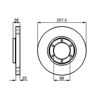 Bilde av BOSCH 0 986 478 596 Bremseskiver 257,5 22 6 109 ventilert, innvendig ventilert oljet OPEL: Campo, ISUZU: Trooper I SUV Cabrio