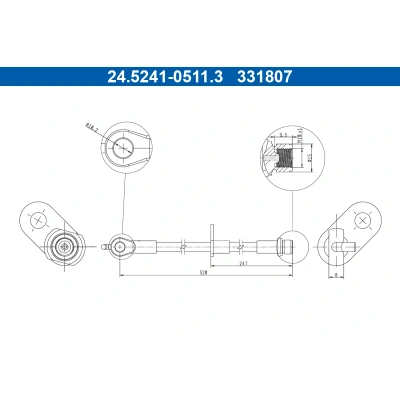 Bilde av ATE 24.5241 0511.3 Bremseslange 520mm M10x1mm