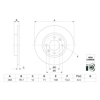 Bilde av Bremseskive, Bakaksel citroën, ds, opel, peugeot OE 16 709 457 80, 1670945780