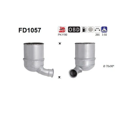 Bilde av AS FD1057 Partikkelfilter Euro 5 Cordierit PEUGEOT: 208 I Hatchback, CITROËN: DS3 Hatchback