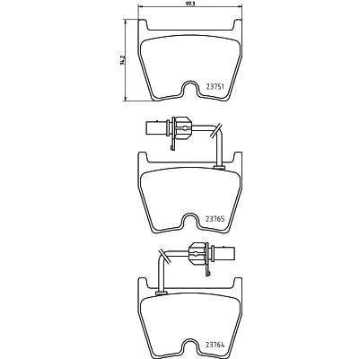 Bilde av HELLA 8DB 355 009 191 Bremseklosser med integrert slitasjevarselkontakt AUDI: A6 C5 Avant, Sedan, VOLKSWAGEN: Phaeton