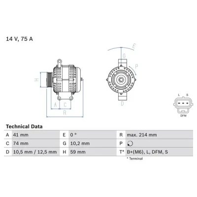 Bilde av BOSCH 0 986 042 650 Dynamo 14V 75A