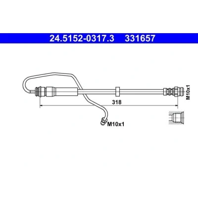 Bilde av ATE 24.5152 0317.3 Bremseslange 318 M10x1