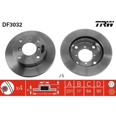 Bilde av TRW DF3032 Bremseskiver 231 17 4 114 ventilert spraylakkert