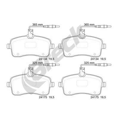 Bilde av BRECK 24134 00 701 10 Bremseklosser inkl. slitasjevarselkontakt, med integrert slitasjesensor tilbehør PEUGEOT: 407 SW, Sedan