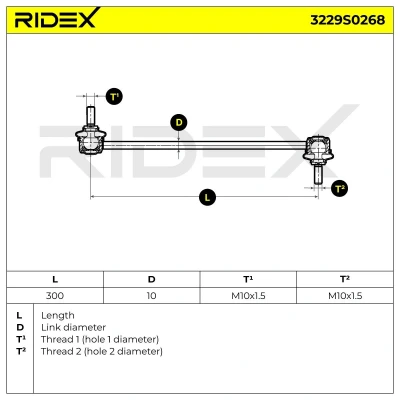 Bilde av SIDEM 21360 Stabstag nede, framaksel 299 MM10x1,5R MINI: Clubman, Hatchback, Cabrio