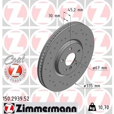Bilde av ZIMMERMANN SPORT COAT Z 150.2939.52 Bremseskiver 335 30 6/5 5 112 innvendig ventilert, hullet belagt høy karbon MINI: Hatchback