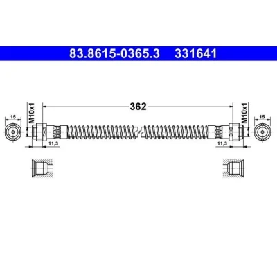 Bilde av ATE 83.8615 0365.3 Bremseslange 362mm