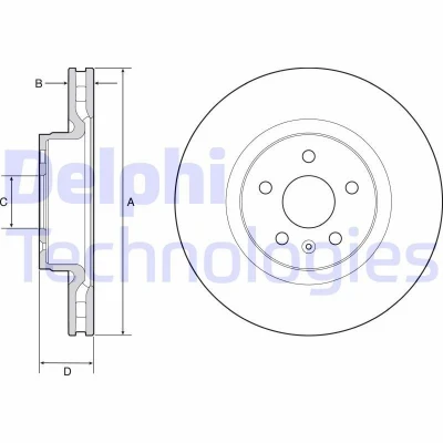 Bilde av DELPHI BG9220C Bremseskiver 355 32 5 ventilert belagt høy karbon uten hjullager, ABS sensorring TESLA: Model S, X