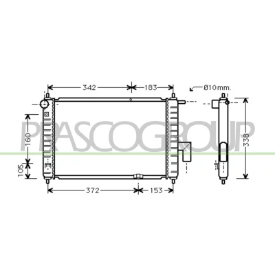 Bilde av PRASCO DW322R003 Radiator Aluminium 460mm 298mm 16mm Kjøleribber loddet