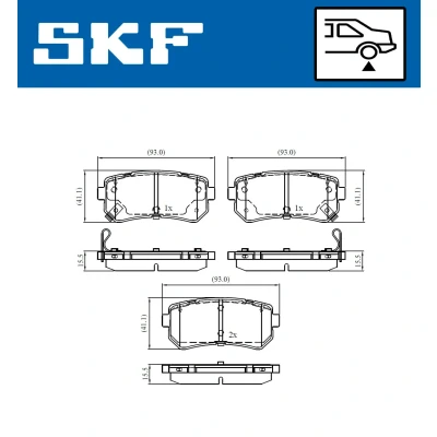 Bilde av SKF VKBP 90139 A Bremseklosser med akustisk slitasjevarsel HYUNDAI: ix35, i30 I Stasjonsvogn, Hatchback, KIA: Picanto II, Sportage II