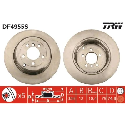 Bilde av TRW DF4955S Bremseskiver 354 12 5 120 fullt ut spraylakkert høy karbon LAND ROVER: Range Rover 3, 2