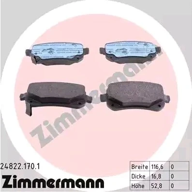 Bilde av ZIMMERMANN 24822.170.1 Bremseklosser med akustisk slitasjevarsel Bildet viser leveranseinnholdet DODGE: Journey MPV, FIAT: Freemont