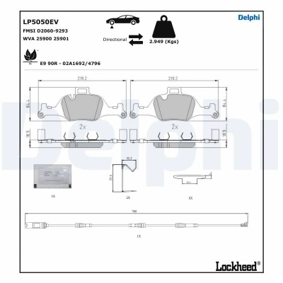 Bilde av Bremseklosser sett DELPHI LP5050EV