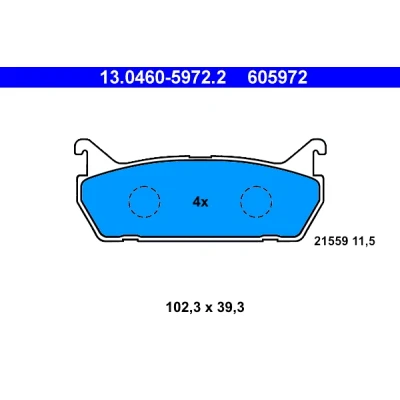 Bilde av ATE 13.0460 5972.2 Bremseklosser ikke klargjort for slitasjeindikator, ekskl. slitasjevarselkontakt MAZDA: MX 5 I, 323 C IV Hatchback