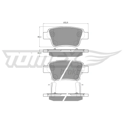 Bilde av TOMEX brakes TX 13 62 Bremseklosser bakaksel med akustisk slitasjevarsel TOYOTA: Avensis II Station Wagon, Sedan, Corolla Verso