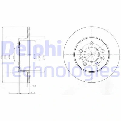 Bilde av DELPHI BG3552 Bremseskiver 265 10 5 fullt ut oljet ubehandlet uten hjullager, ABS sensorring RENAULT: ESPACE 3