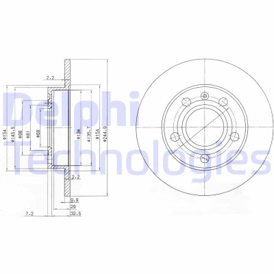 Bilde av DELPHI BG2753C Bremseskiver 245 10 5 fullt ut belagt ubehandlet uten hjullager, ABS sensorring AUDI: A4 B8 Avant, B7 B6 Avant