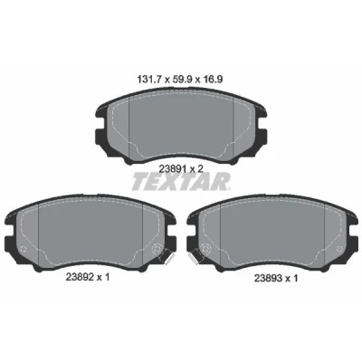 Bilde av TEXTAR 2389101 Bremseklosser med akustisk slitasjevarsel KIA: Sportage II, Optima / K5, HYUNDAI: Tucson, Coupe Elantra V Sedan