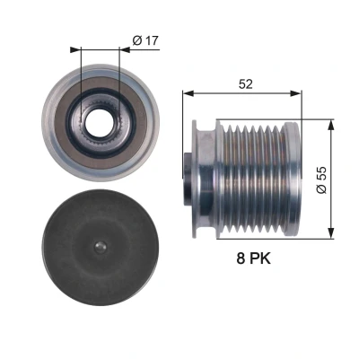 Bilde av GATES OAP7123 Frihjul Dynamo 52 FleetRunner Micro V Stretch Fit MERCEDES BENZ: ML Klasse, GL, R Klasse