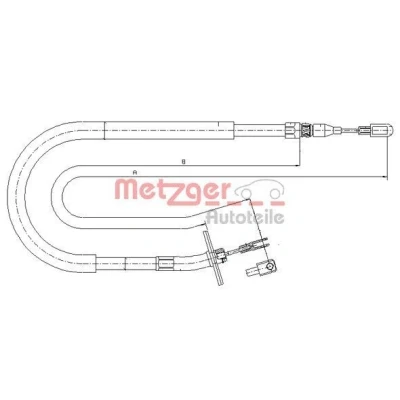 Bilde av METZGER 10.9876 Bremsekabel høyre bak 1525/1350 Skivebrems COFLE MERCEDES BENZ: Sprinter 4 T Van, 3 Minibuss