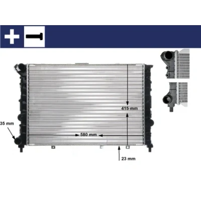Bilde av MAHLE ORIGINAL CR 521 000S Radiator for kjøretøy med luftkondisjonering 580 395 24 skrue Kjøleribber satt sammen mekanisk