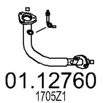 Bilde av MTS 01.12760 Eksosrør 490 foran for midtre eksospotte PEUGEOT: 206 Hatchback