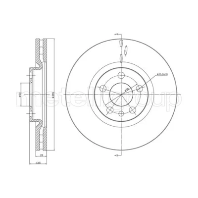 Bilde av METELLI 23 0615C Bremseskiver 285,0 28,0 5 59,0 ventilert spraylakkert PEUGEOT: 807, Expert I Van, CITROËN: C8