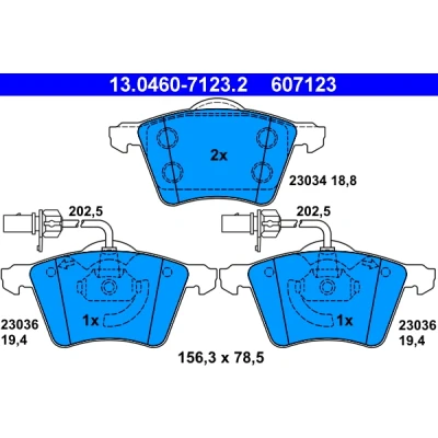 Bilde av ATE 13.0460 7123.2 Bremseklosser inkl. slitasjevarselkontakt VOLKSWAGEN: Transporter 4 Bus,