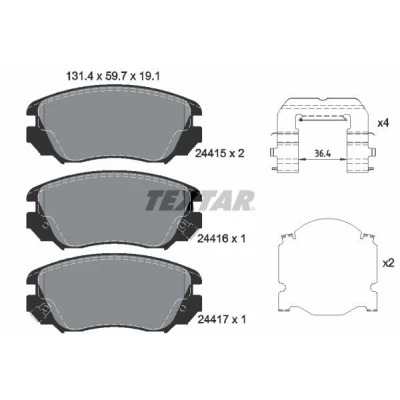 Bilde av TEXTAR 2441501 Bremseklosser med akustisk slitasjevarsel tilbehør OPEL: Insignia A Sports Tourer, Hatchback, Sedan