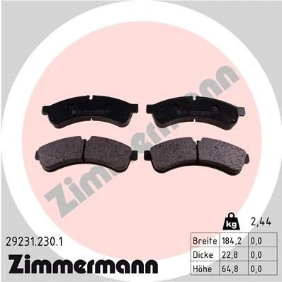 Bilde av ZIMMERMANN 29231.230.1 Bremseklosser Bildet viser leveranseinnholdet IVECO: DAILY 4 Kasten/Kombi,