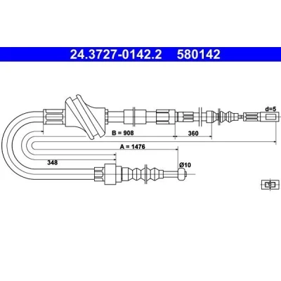 Bilde av ATE 24.3727 0142.2 Bremsekabel 1476 AUDI: 100 C4 Avant