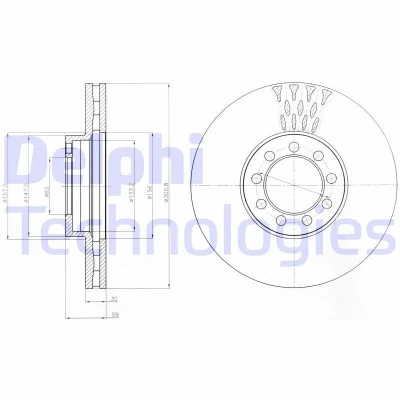 Bilde av DELPHI BG9062 Bremseskiver 301 30 9 ventilert oljet ubehandlet uten hjullager, ABS sensorring IVECO: DAILY 4 Kasten/Kombi