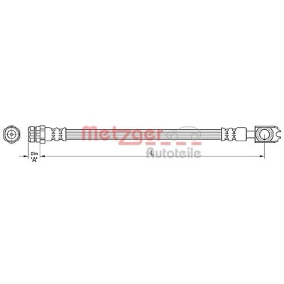 Bilde av METZGER 4110441 Bremseslange 256 VOLKSWAGEN: Passat B6 Variant, Tiguan I, Sedan