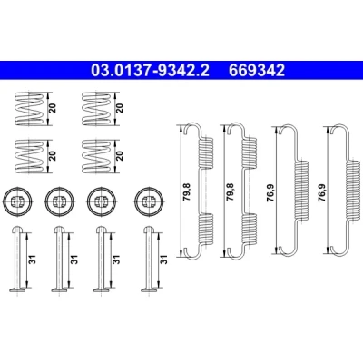 Bilde av ATE 03.0137 9342.2 Teilbehørsett, parkeingsbremse sko NISSAN: NP300 Navara Pick up, Pathfinder 3