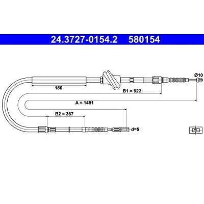 Bilde av ATE 24.3727 0154.2 Bremsekabel 1491 AUDI: A6 C4 Avant, 100 Avant