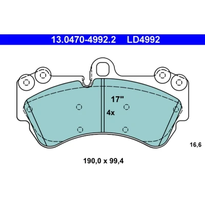Bilde av ATE Ceramic 13.0470 4992.2 Bremseklosser klargjort for slitasjeindikator, ekskl. slitasjevarselkontakt PORSCHE: Cayenne, VOLKSWAGEN: Touareg I