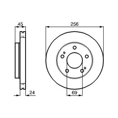 Bilde av BOSCH 0 986 478 708 Bremseskiver 256 24 5 114,3 ventilert, innvendig ventilert oljet MITSUBISHI: ECLIPSE 2