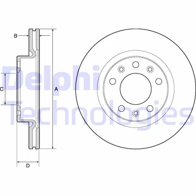Bilde av DELPHI BG4700C Bremseskiver 266 22 5 ventilert belagt ubehandlet uten hjullager, ABS sensorring PEUGEOT: 308 SW 2, II Hatchback