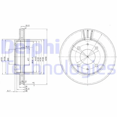 Bilde av DELPHI BG3202 Bremseskiver 256 24 4 ventilert oljet ubehandlet uten hjullager, ABS sensorring MITSUBISHI: Carisma Sedan, Galant 6, Space Star