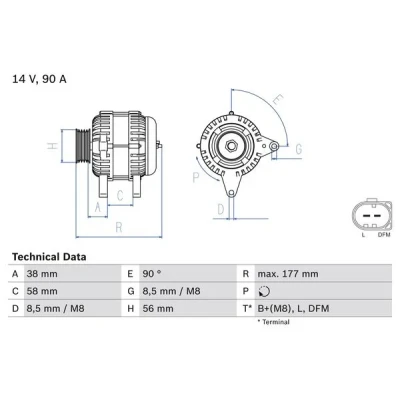 Bilde av BOSCH 0 986 049 101 Dynamo 14V 90A VOLKSWAGEN: Polo V Hatchback, IV New Beetle SKODA: Fabia 2, 1 Combi