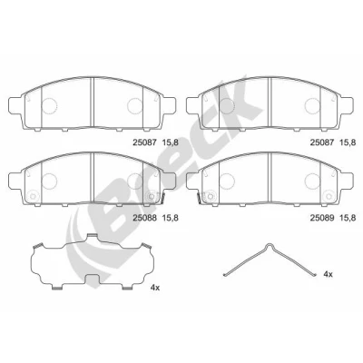 Bilde av BRECK 25087 00 701 Bremseklosser med akustisk slitasjevarsel antihyle blikk tilbehør NISSAN: NV200 / Evalia Minibuss