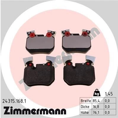 Bilde av ZIMMERMANN 24315.168.1 Bremseklosser klargjort for slitasjeindikator Bildet viser leveranseinnholdet BMW: 3 Touring, Sedan, Coupé