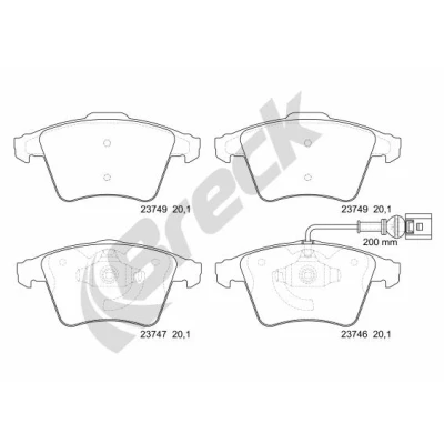 Bilde av BRECK 23746 10 703 Bremseklosser inkl. slitasjevarselkontakt, med integrert slitasjesensor tilbehør VOLKSWAGEN: Transporter 5, Multivan 5 (7HM
